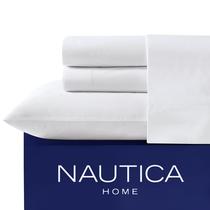 Conjunto de lençóis Nautica Twin XL Cotton Percale 200TC Solid White
