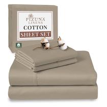 Conjunto de lençóis Pizuna Pure 100% algodão 400TC Queen Size Taupe Conjunto de lençóis Pizuna Pure 100% algodão 400TC Queen Size Taupe