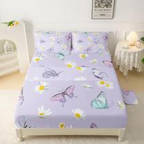 Conjunto de lençóis QOOMO Butterfly Daisy Kids Bed, microfibra, 4 peças