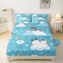 Conjunto de lençóis QOOMO Kawaii Cat Queen Size de 4 peças para crianças Conjunto de lençóis QOOMO Kawaii Cat Queen Size de 4 peças para crianças