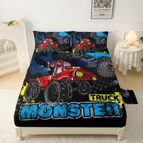 Conjunto de lençóis QOOMO Truck Bed Sheets Queen Size Black