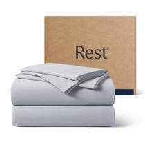 Conjunto de Lençóis Refrescantes REST Evercool+, Tamanho Casal, Cinza Claro, Lençóis Respiráveis para Quem Sente Calor e Suores Noturnos, com Fronhas, Fio Prateado Autolimpante Ionic+, 4 Peças Conjunto de Lençóis Refrescantes REST Evercool+, Tamanho Casal, Cinza Claro, Lençóis Respiráveis para Quem Sente Calor e Suores Noturnos, com Fronhas, Fio Prateado Autolimpante Ionic+, 4 Peças
