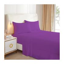 Conjunto de lençóis roxo de 2 lugares (Queen), 144 fios