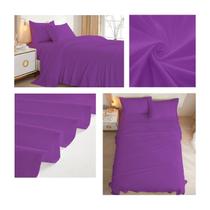 Conjunto de lençóis roxo de 2 lugares (Queen), 144 fios