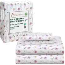 Conjunto de lençóis RUVANTI 100% algodão orgânico queen size, 4 peças
