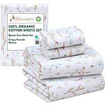 Conjunto de lençóis RUVANTI 100% algodão orgânico queen size, 4 peças