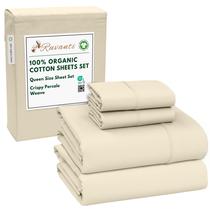 Conjunto de lençóis RUVANTI 100% algodão orgânico Queen Size Percal Conjunto de lençóis RUVANTI 100% algodão orgânico Queen Size Percal