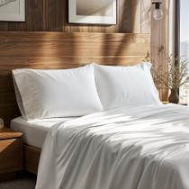 Conjunto de lençóis Simple Deluxe Queen Size branco de 4 peças