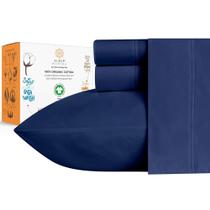 Conjunto de lençóis Sleep Mantra 100% algodão orgânico azul marinho