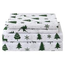 Conjunto de lençóis Softan Green estampado em tamanho duplo para crianças de Natal