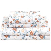 Conjunto de lençóis Softan Orange Flower King Size Bed Microfiber