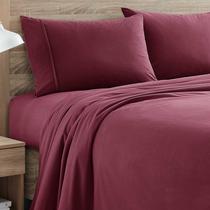 Conjunto de lençóis Sweet Home Collection Flannel Queen Burgundy Red