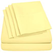 Conjunto de Lençóis Sweet Home Collection Queen - 6 Peças - Amarelo Claro Conjunto de Lençóis Sweet Home Collection Queen - 6 Peças - Amarelo Claro