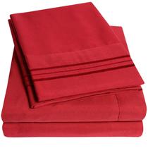 Conjunto de Lençóis Sweet Home Collection Supreme 1500 - Cal King - Vermelho Conjunto de Lençóis Sweet Home Collection Supreme 1500 - Cal King - Vermelho