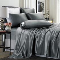 Conjunto de lençóis TREELY Satin 6 peças King Size Grey