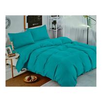 Conjunto de lençóis Unicolor Turquesa 1,5 lugares 144 fios Conjunto de lençóis Unicolor Turquesa 1,5 lugares 144 fios