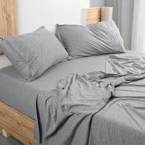 Conjunto de lençóis Utopia Bedding, jérsei completo, mistura de algodão, cinza