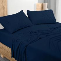 Conjunto de lençóis Utopia Bedding King Jersey Knit 4 peças azul-marinho Conjunto de lençóis Utopia Bedding King Jersey Knit 4 peças azul-marinho