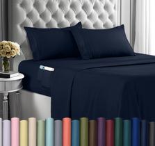 Conjunto de lençóis Utopia Bedding King Size, microfibra, 4 peças, azul marinho