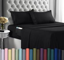 Conjunto de lençóis Utopia Bedding King Size, microfibra, 4 peças, preto