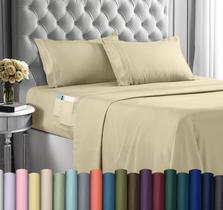 Conjunto de lençóis Utopia Bedding, microfibra de tamanho completo, 4 peças, bege Conjunto de lençóis Utopia Bedding, microfibra de tamanho completo, 4 peças, bege