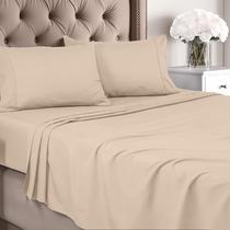 Conjunto de lençóis Utopia Bedding totalmente escovado em microfibra bege Conjunto de lençóis Utopia Bedding totalmente escovado em microfibra bege