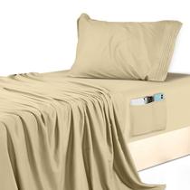 Conjunto de lençóis Utopia Bedding Twin, 3 peças, microfibra macia, bege Conjunto de lençóis Utopia Bedding Twin, 3 peças, microfibra macia, bege