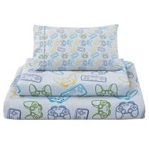 Conjunto de lençóis Viviland Full Size Boys Grey Microfiber 4 peças