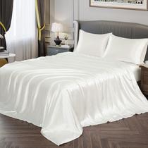 Conjunto de lençóis Vonty Satin Queen Size Ivory White com 2 fronhas Conjunto de lençóis Vonty Satin Queen Size Ivory White com 2 fronhas