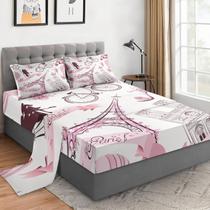 Conjunto de lençóis WeCozy Queen Size Paris Eiffel Tower Love 4 unidades
