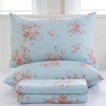 Conjunto de lençóis Zusbest Blue Floral tamanho completo 100% algodão