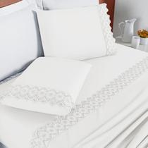 Conjunto De Lencol Casal Super King London Bordado Inglês 200 Fios NOBLESS Conjunto De Lencol Casal Super King London Bordado Inglês 200 Fios NOBLESS