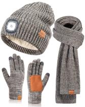 Conjunto de lenços e gorro LED 3 em 1 de inverno para homens EGOUTI