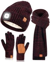 Conjunto de lenços e luvas LED 3 em 1 de inverno para homens Conjunto de lenços e luvas LED 3 em 1 de inverno para homens