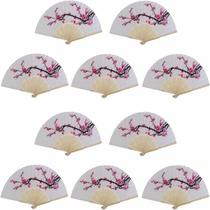 Conjunto De Leques De Seda Com Estampa De Flor De Cerejeira, 10 Peças, Lembranças De Casamento, Conjunto De Leques De Seda Com Estampa De Flor De Cerejeira, 10 Peças, Lembranças De Casamento,