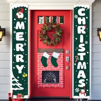 Conjunto de letreiros de varanda de Natal Ivenf Green Banners Feliz e Natal