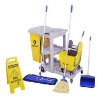 Conjunto de Limpeza Completo NYKT03 Amarelo com Sistema 2 Águas Cabo Alumínio Bralimpia