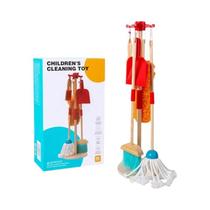 Conjunto De Limpeza De Madeira Montessori Para Crianças, Brinquedo De Vassoura E Mop Para Meninos E