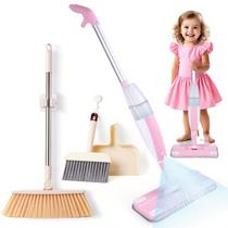 Conjunto de limpeza infantil Kids Spray Mop Lullulii com rosa vassoura Conjunto de limpeza infantil Kids Spray Mop Lullulii com rosa vassoura