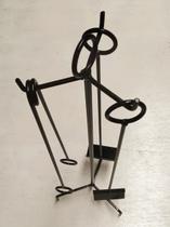 Conjunto de Limpeza para Lareira e Churrasqueira com Suporte de Chão 4 Peças Olhal Preto em Ferro