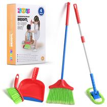 Conjunto de limpeza Play22 Kids de 4 peças com vassoura, esfregão, escova e pá