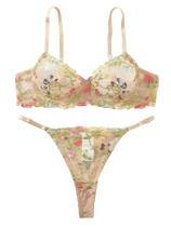 Conjunto de lingerie Aimedalis, bordado floral, sutiã push-up feminino Conjunto de lingerie Aimedalis, bordado floral, sutiã push-up feminino