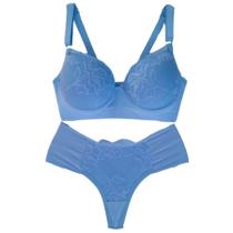 Conjunto de Lingerie Básico Soutien Renda Calcinha Fio Duplo