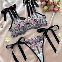 Conjunto de Lingerie Borboleta Sutiâ e Calcinha Sexy ElaShopp