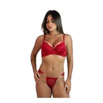 Conjunto de Lingerie Calcinha Confortavel Sutia Bojo Vermelho