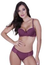 Conjunto de Lingerie Calcinha e Sutiã com Bojo Pala em Renda - c5 CONJUNTO GISELE