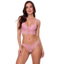 Conjunto de Lingerie Cropped em Renda Confortável Moda de Baixo - CL4821