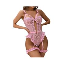 Conjunto De Lingerie De Liga De Renda Floral Vermelha Com Gargantilha Sutiã E Tangas Para Mulheres