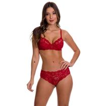 Conjunto de Lingerie de Renda Transparente Sem Bojo Moda de Baixo - TV5004