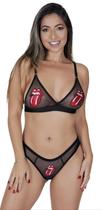 Conjunto de Lingerie de Tule Com Bordado